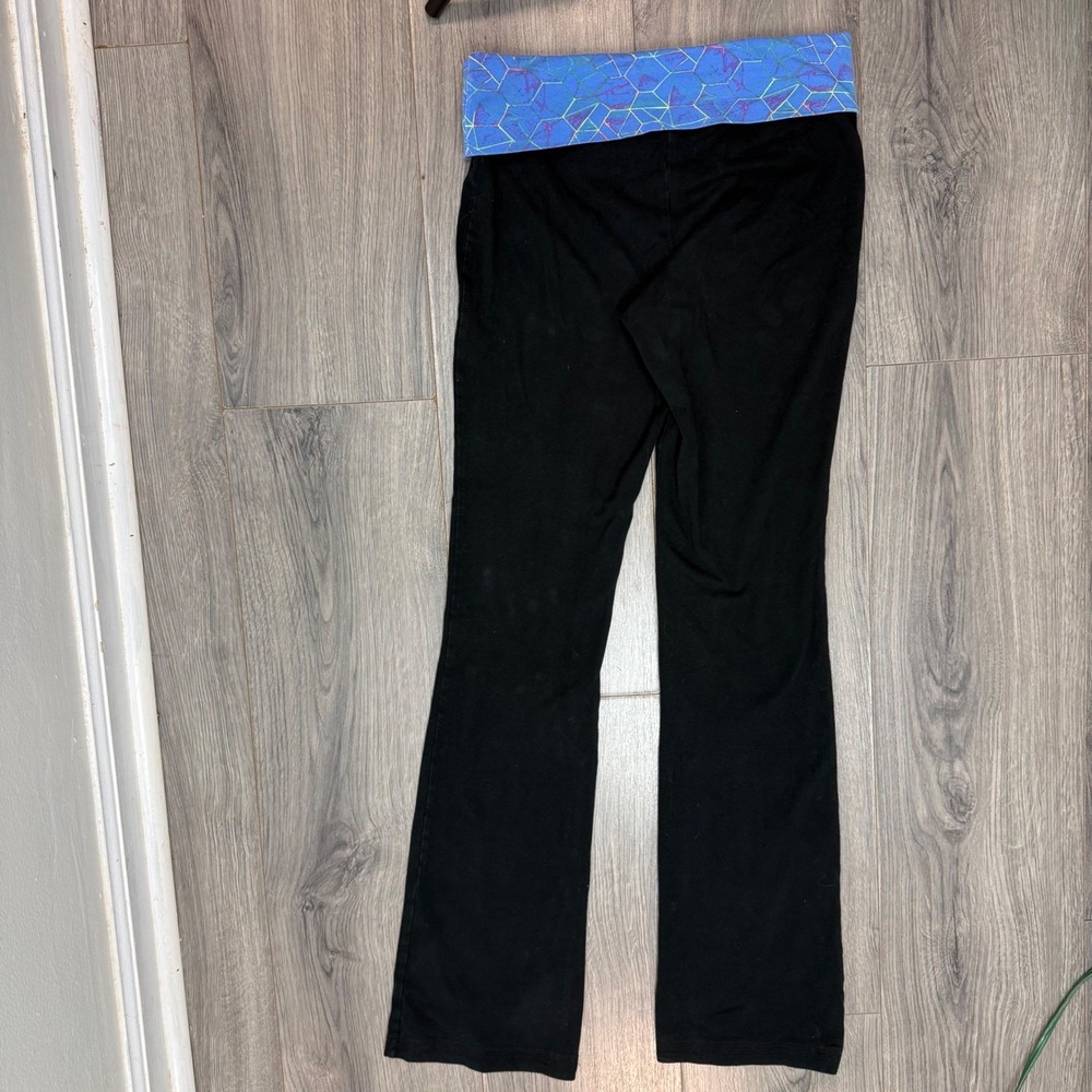 Mossimo Supply Co Y2K Women Black Blue Geometric Foldover Waist Yoga Pants Small - Picture 7 of 9